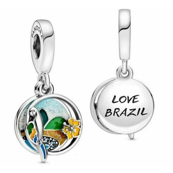 New Silver PANDORA Love Brazil Beach fun Parrot Charm #798919C01 - Picture 3 of 4